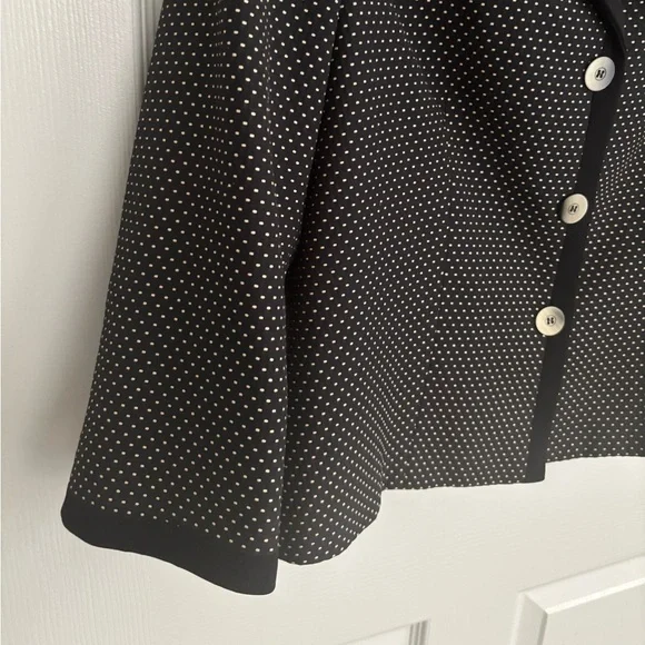 KASPER BLACK & BONE POLKA DOT JACQUARD TEXTURED THREE BUTTON JACKET. SZ 12 - Picture 5 of 11
